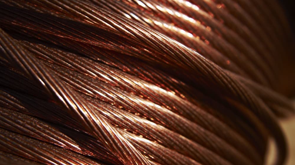 A close shot of copper cables