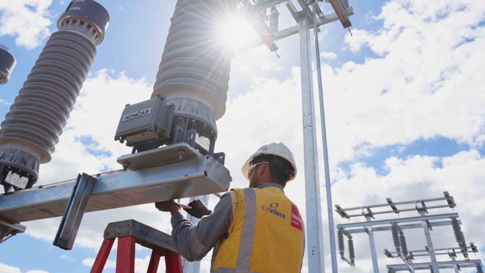 An electrical technician on site